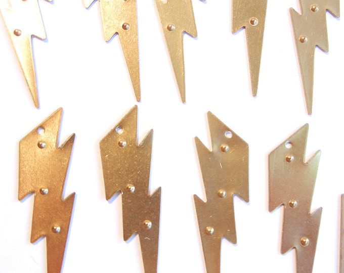 6 Pairs of Brass Lightning Bolt Charms