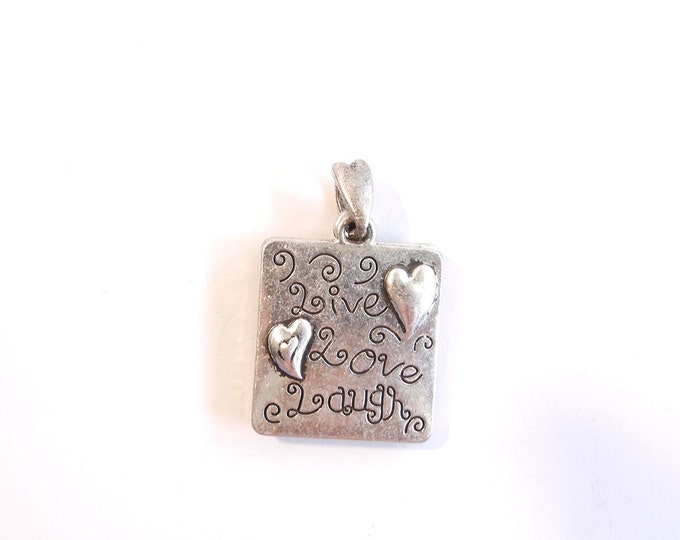 Silver-tone Picture Frame Pendant with Live, Love, Laugh