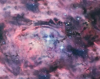 Purple Galaxy Knit Fabric Cotton Spandex, Celestial Stars Outer Space Print Knit by the yard, Galaxy Fabric, Nebula Fabric