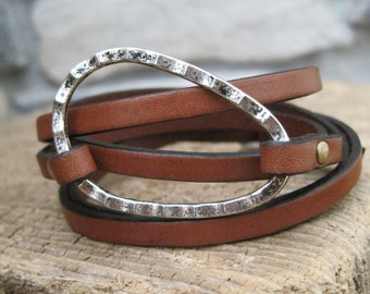 Leather Personalized Charm Wrap Bracelet - Item 2881