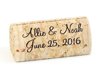 Personalized Wine Cork Place Card Holders - Front Print Only, Wedding Escort Card Holders