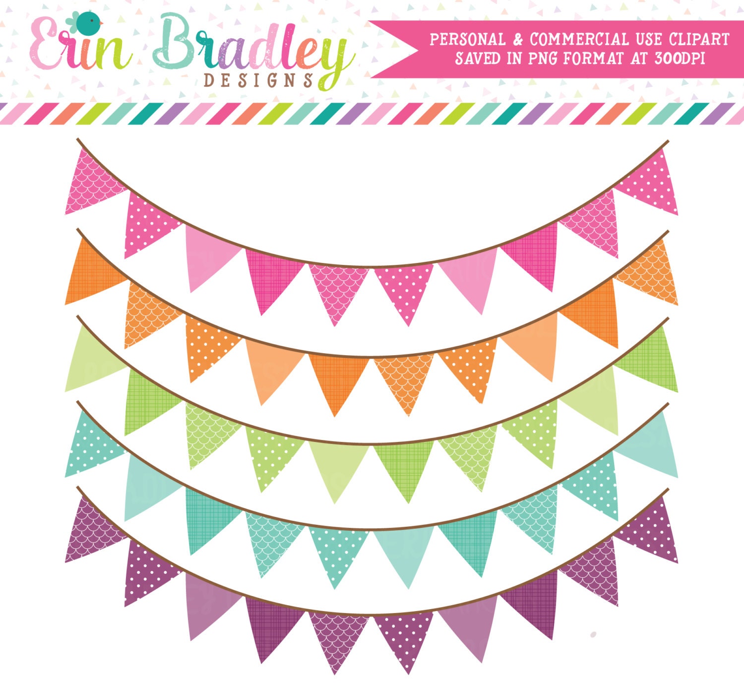 Colorful Pennant Banner Flags Clipart Clip by 