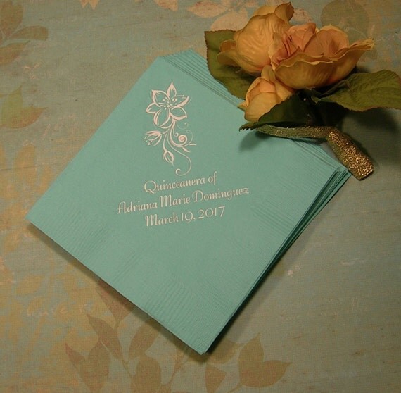 Quinceanera napkins Mis Quince Mis Quince Anos by TQUniqueNapkins