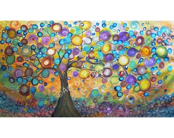 OLIVE TREE Original Large Painting Tree of Life Joyful Moments Huge Canvas Ready to Ship Art by Luiza Vizoli 63x36