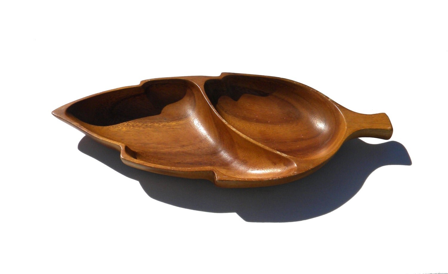 Vintage Divided Serving Tray Wood Bowl Divided Serving Bowl