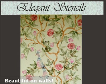 Large Chinese Rose Tree Stencil Chinoiserie