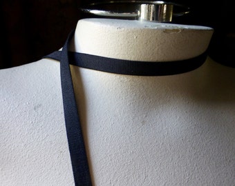 4 yds. Black Stretch Grosgrain Ribbon Faille 9mm Made in Japan for Lingerie, Garments STR