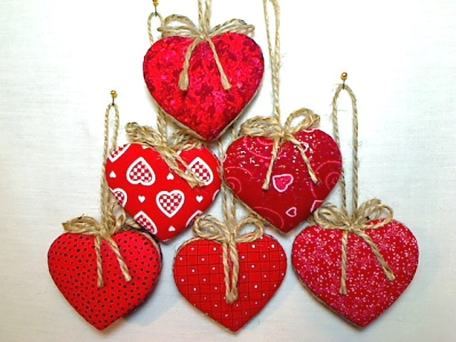 Red Heart Ornaments Party Favors Holidays Bridal by byEmilie11