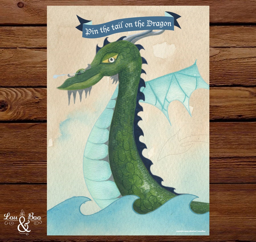 Printable Pin the Tail on the Dragon A3 size Printable Pin