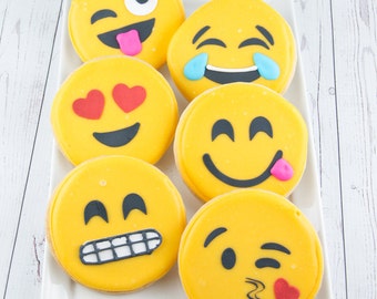 Emoji Cookies - 12 Decorated Sugar Cookie Favors