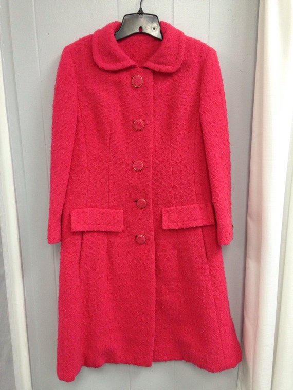 1960s Hot Pink 100% Wool Coat by DAVIDOW