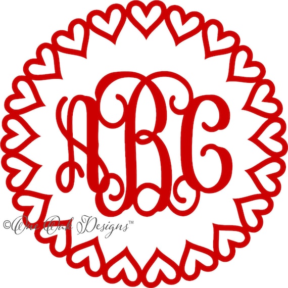 Download Open Heart Circle Monogram Frame SVG File PDF / dxf / jpg