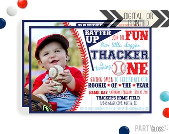 Baseball Birthday Invitation | Digital or Printed | Baseball Invitation | Rookie Year Invitation | Rookie Invite | Baseball Party Invite
