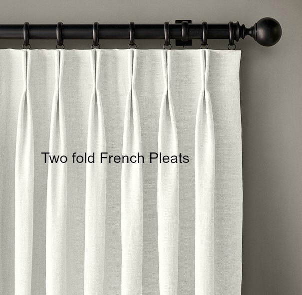 Two fold French pleat drapes White cotton drapes French