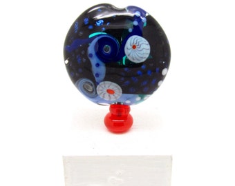 Blue Lampwork Lentil Bead, Lampwork Focal Bead, Glass Focal Bead, UK, SRA, FHFteam