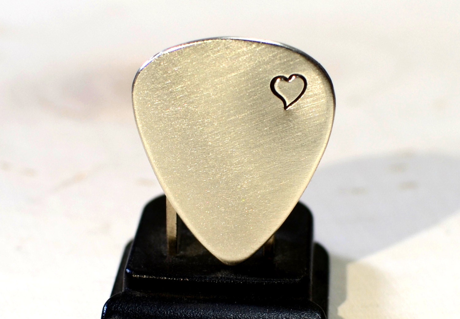 Sterling silver guitar pick brimming with love and a by NiciLaskin