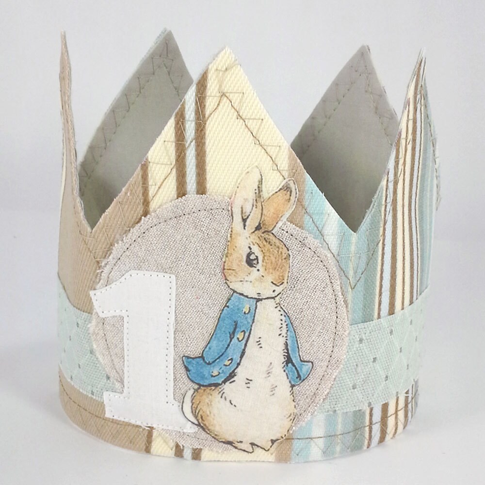 Shabby Chic Peter Rabbit birthday crown first birthday crown