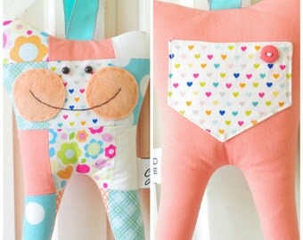 Patchwork Tooth Fairy Pillow (peach)-READY TO SHIP