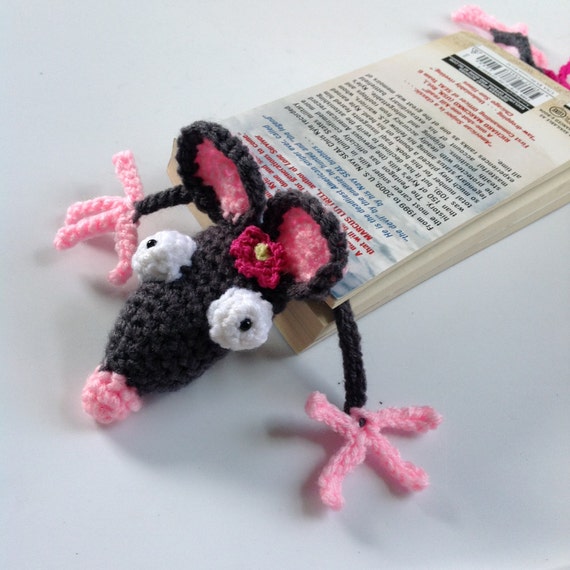 Rat Bookmark Amigurumi Rat Bookmark Book Lover by SandeesKreations