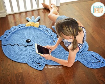 CROCHET PATTERN Joyce and Justin Whale Rug Nursery Mat Carpet PDF Crochet Pattern with Instant Download