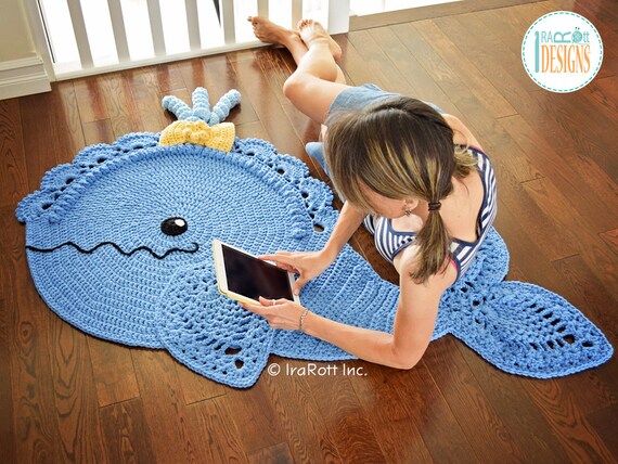 NEW PATTERN Joyce and Justin Whale Rug Nursery Mat Carpet PDF Crochet Pattern with Instant Download