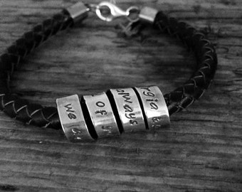Mens Leather Bracelets Engraved, New Dad, From Children, For Groom, Best Man, Father of the Bride Present, Brothers Special Day, Graduation
