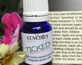 TICKED! Pure rose geranium essential oil from South Africa.
