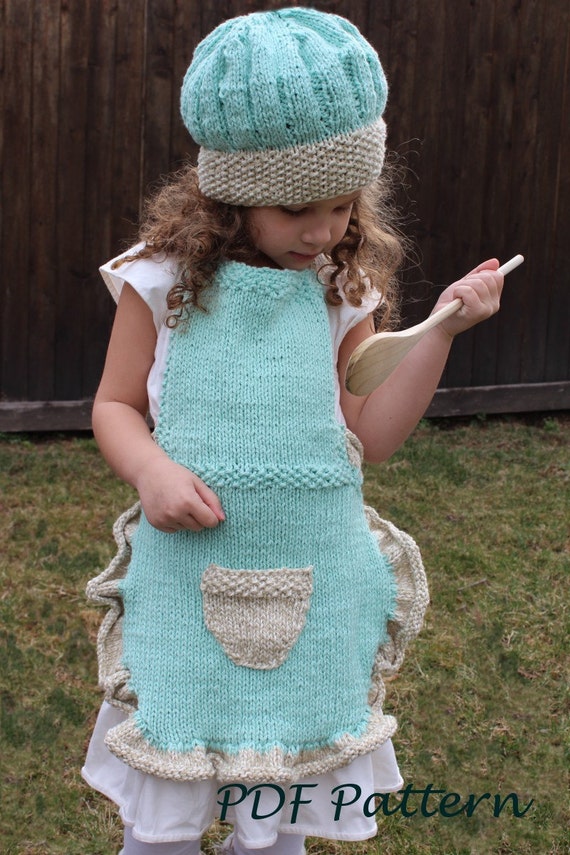 KNITTING PATTERN The Little Chef Hat and Apron Set. PDF