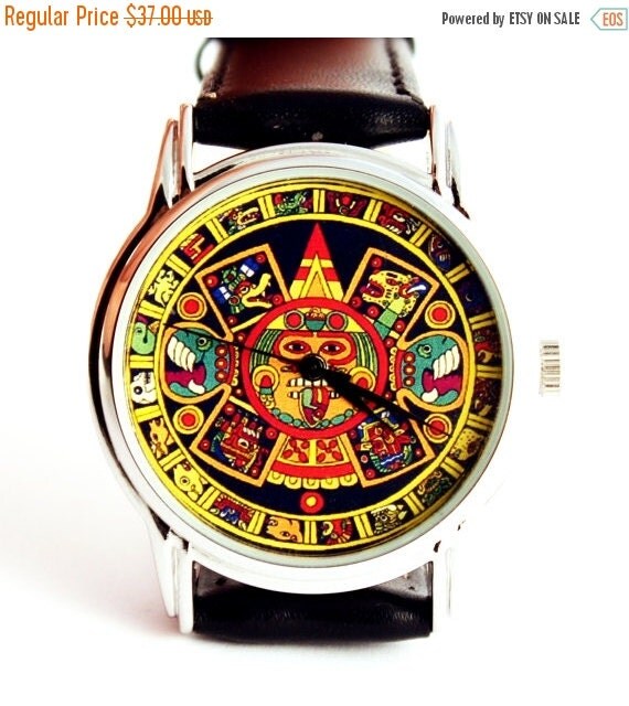 ON SALE Watch Aztec calendar unisex watch by ClockworkUniverse