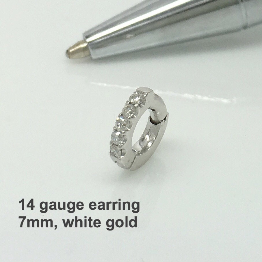 14 gauge cartilage diamond hoop earring diamond by 360JewelsElite