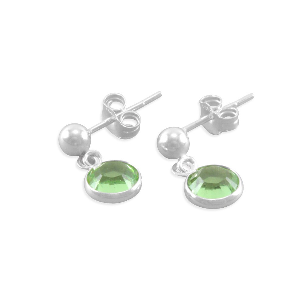 Little Girls Earrings Sterling Silver peridot light green