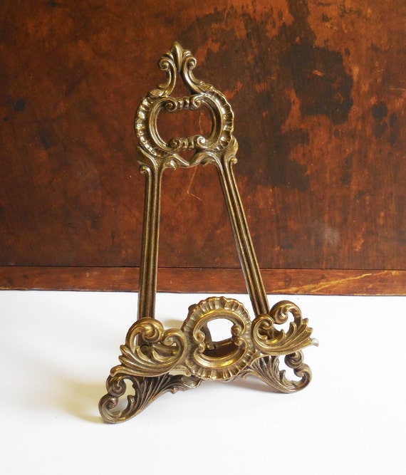 Vintage brass Easel art picture book stand holder Ornate