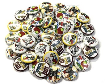 100 Days of School, 1" Button, School, School Party Favors, 100 Days, 100 Days of School Party, Pin Back Buttons, School Pins, School Button