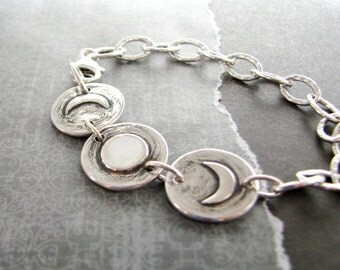 Transitions No. 3, Moon Phases Bracelet, Fine and Sterling Silver, Recycled Silver, Handmade by SilverWishes