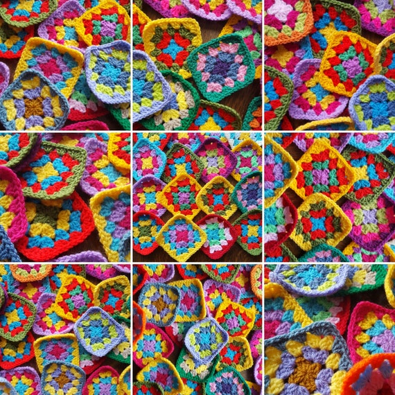 Granny Squares - Traditional 10, 25, 50, 100 Make your own Blanket, Scarf, Cushion, Bag DIY