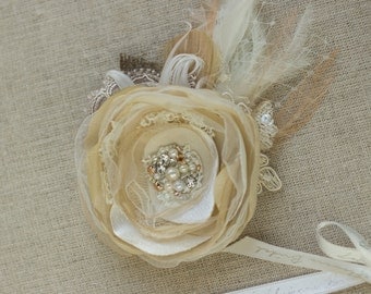Wedding Headpiece, Wedding hair flower, Wedding hair piece, Bridal Hair Accessories, Bridal headpiece, Rose Gold Silver