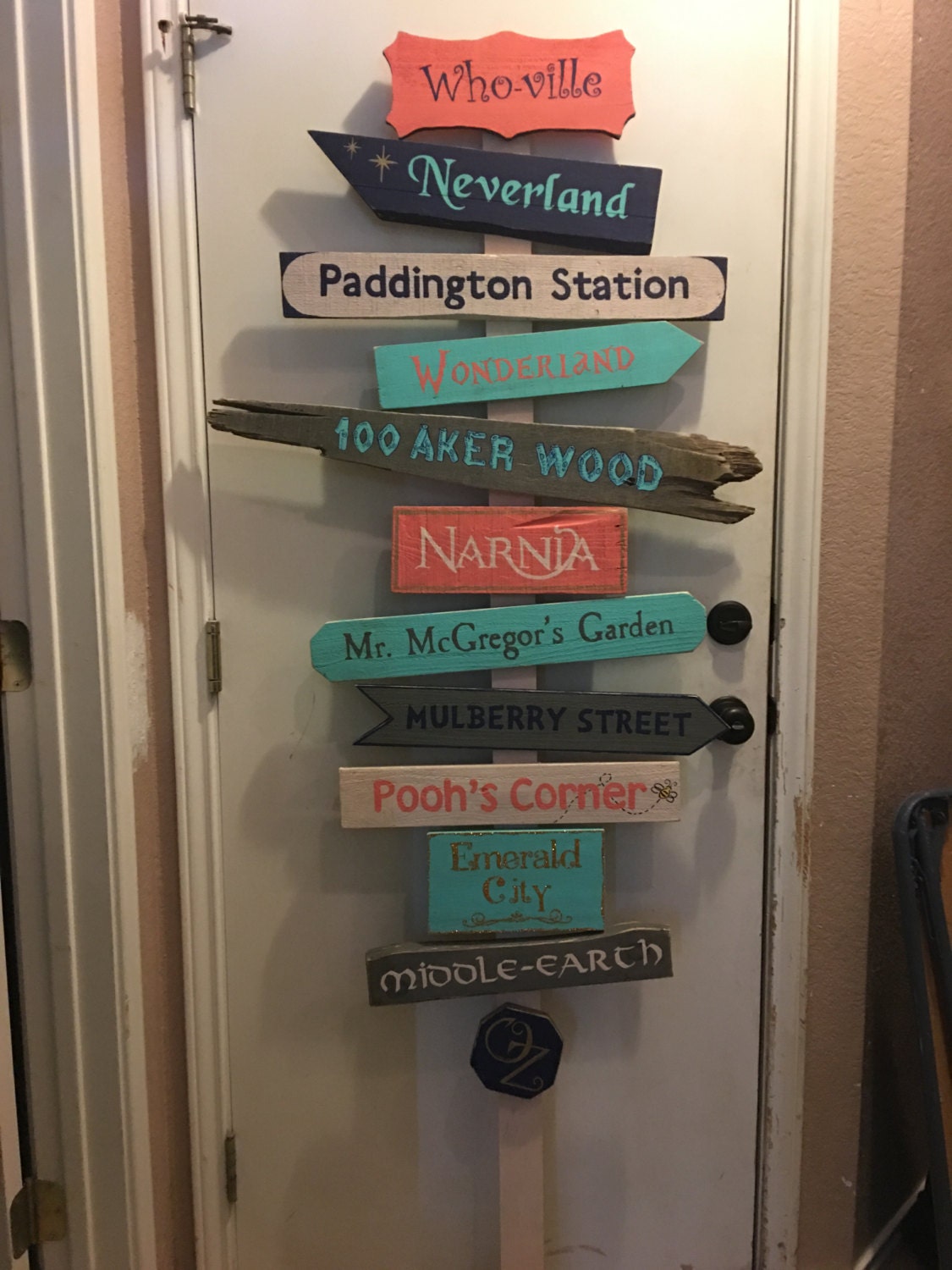 9 Fictional locations Sign directional favorite places