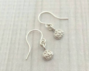 Jack-o-lantern Earrings - little silver pumpkin jack o lantern - fall autumn Halloween accessory - small petite treat gift - tiny minimalist