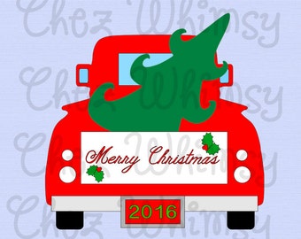 Truck SVG, Christmas Truck SVG, Truck with Tree Svg Design, Merry Christmas Truck, Truck carrying Christmas Tree