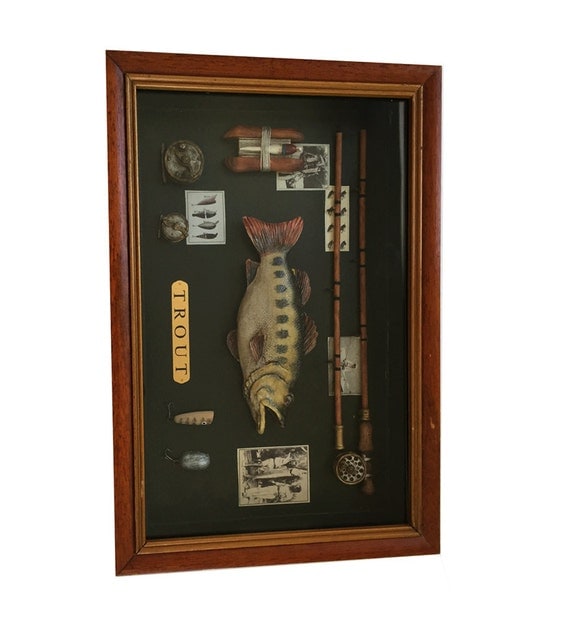 Angler Fly Rod Fishing Display in Shadow Box by lakesidecottage