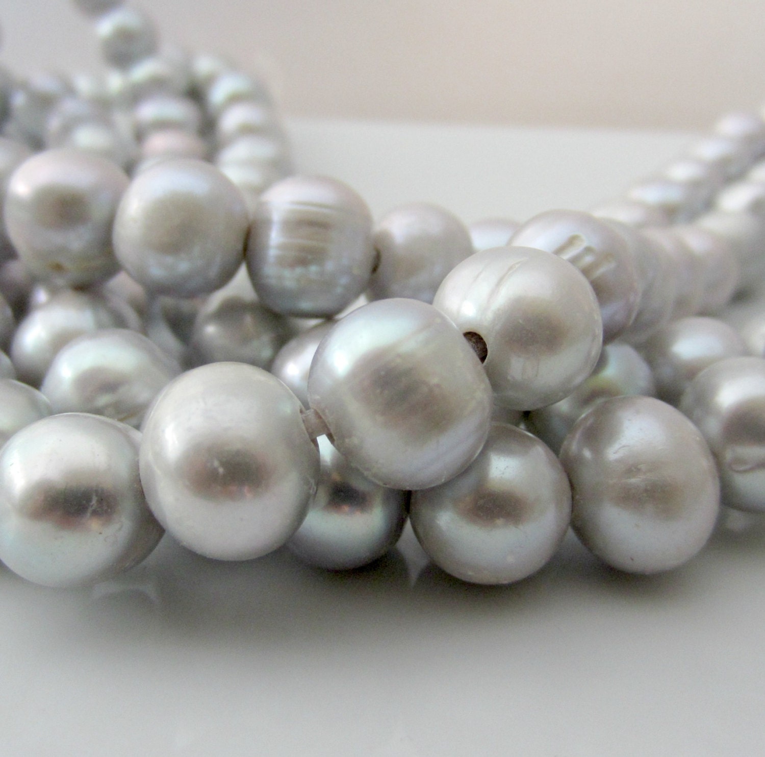 Gray Large Hole Pearls, Grey Pearls, Gray Potato Pearls,Freshwater