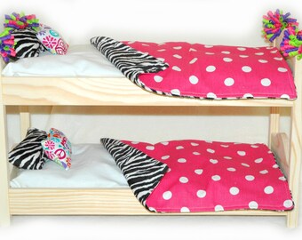 Double Doll Bunk Bed - Zebra! American Made Girl Doll Bunk Bed - Fits 18 inch dolls and AG dolls