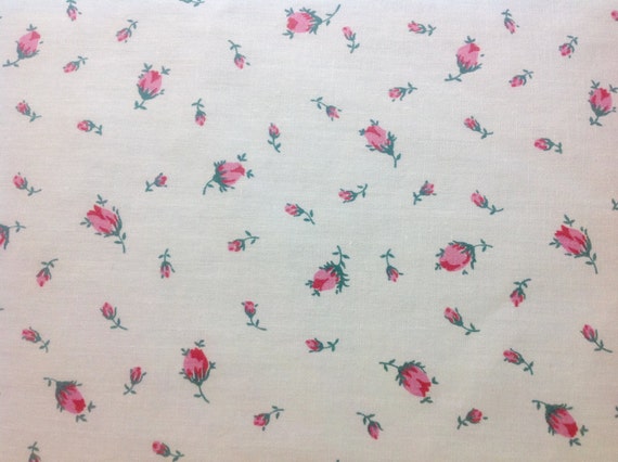 One Yard Vintage Cotton Pink Rosebud Print 36 wide