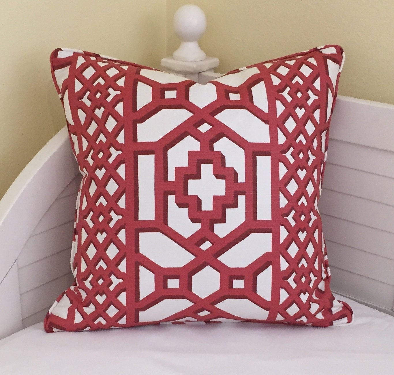 Schumacher Zanzibar Trellis Chintz in Lacquer on Both Sides