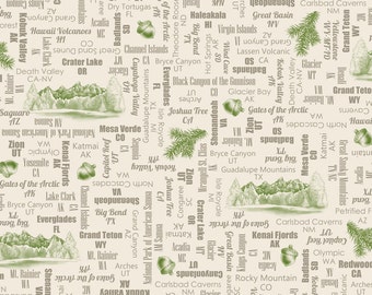 Quilting Treasures Our National Parks Park Names 24403-E 1/2 Yard Cotton Quilting Fabric Yellowstone Free Shipping