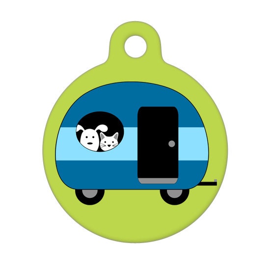 Pet ID Tag Camping with My Best Friends Blue Pet Tag Dog