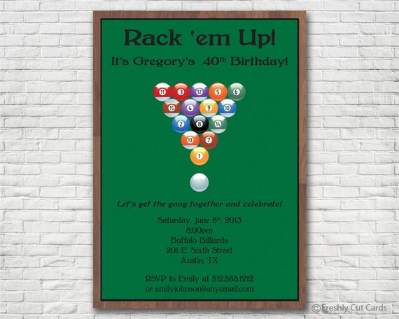 Rack em Up Billiards Invitation - Printable or Printed (w/ FREE Envelopes) Il_570xn