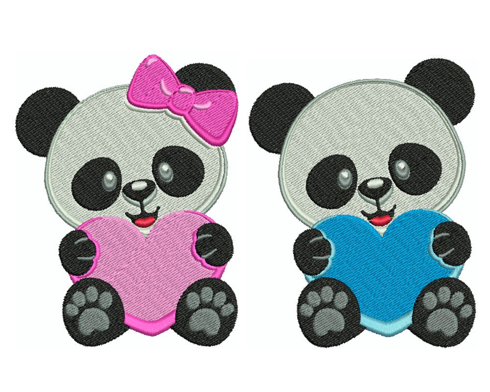 Panda 6 machine filled embroidery instant digital download Panda 6 machine filled embroidery instant digital download
