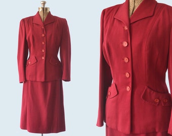 1940s red stripe jaunty school teacher dress by Petrune on Etsy
