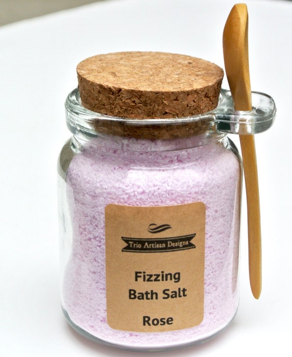 Rose Fizzing Bath Salt Pink Fizzy Bath Soak by TrioArtisanDesigns